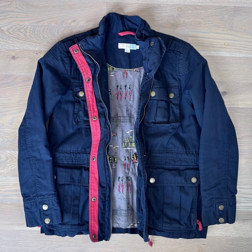 Boden Padstow Waxed Utility Jacket Westminster Lined Navy Women Size US 8 UK 12